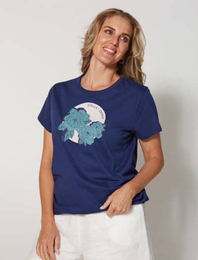 Stella Gemma Short Sleeve T Shirt Navy Turkish Rosa Expressions