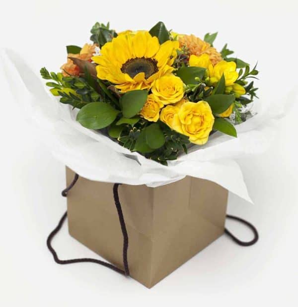 Yellow-Brown-Flower-Bag-florist-hamilton-3176