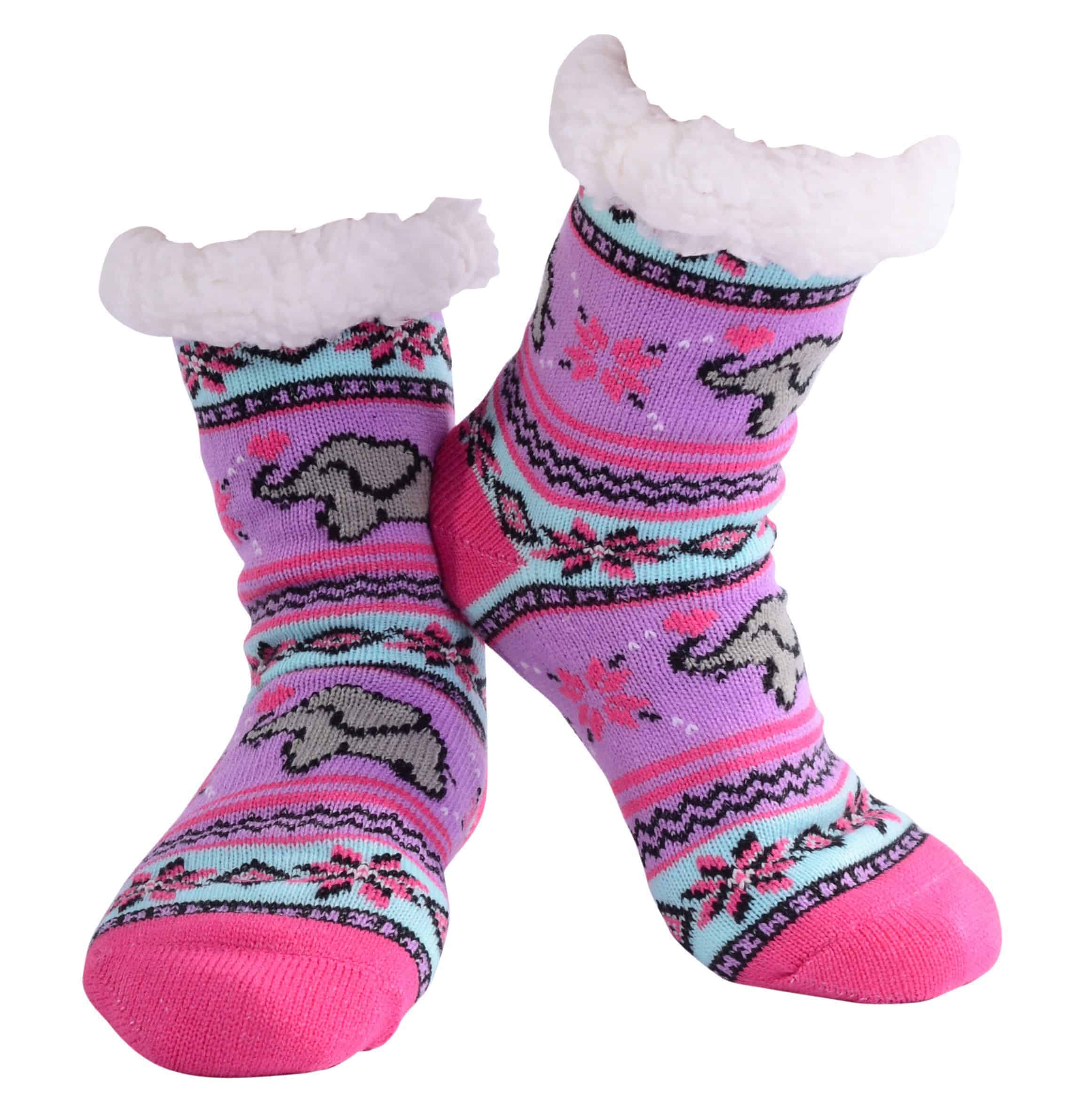 Nuzzles | Slipper Socks | Ladies Elephant - Dark Pink | Expressions