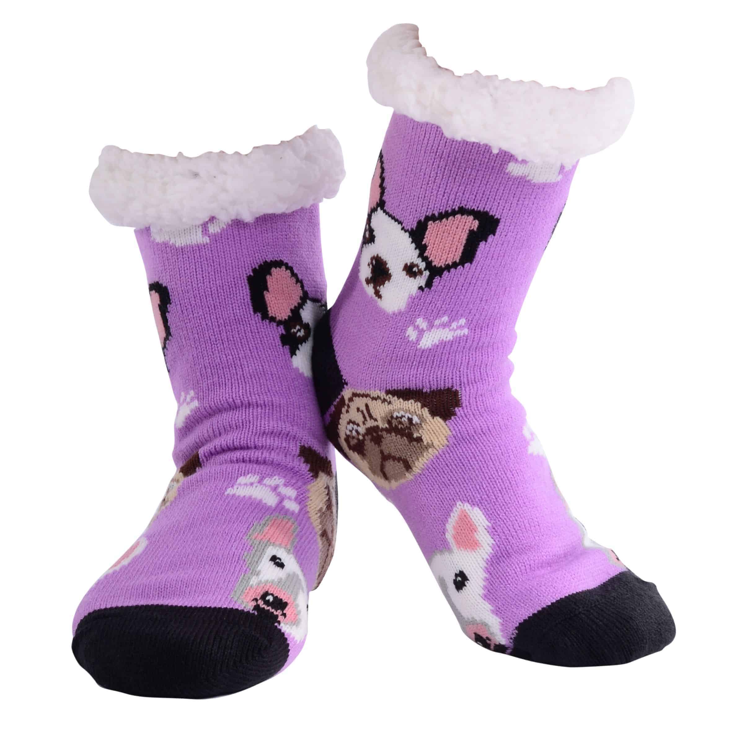 Nuzzles | Slipper Socks | Ladies Pooch - Purple | Expressions