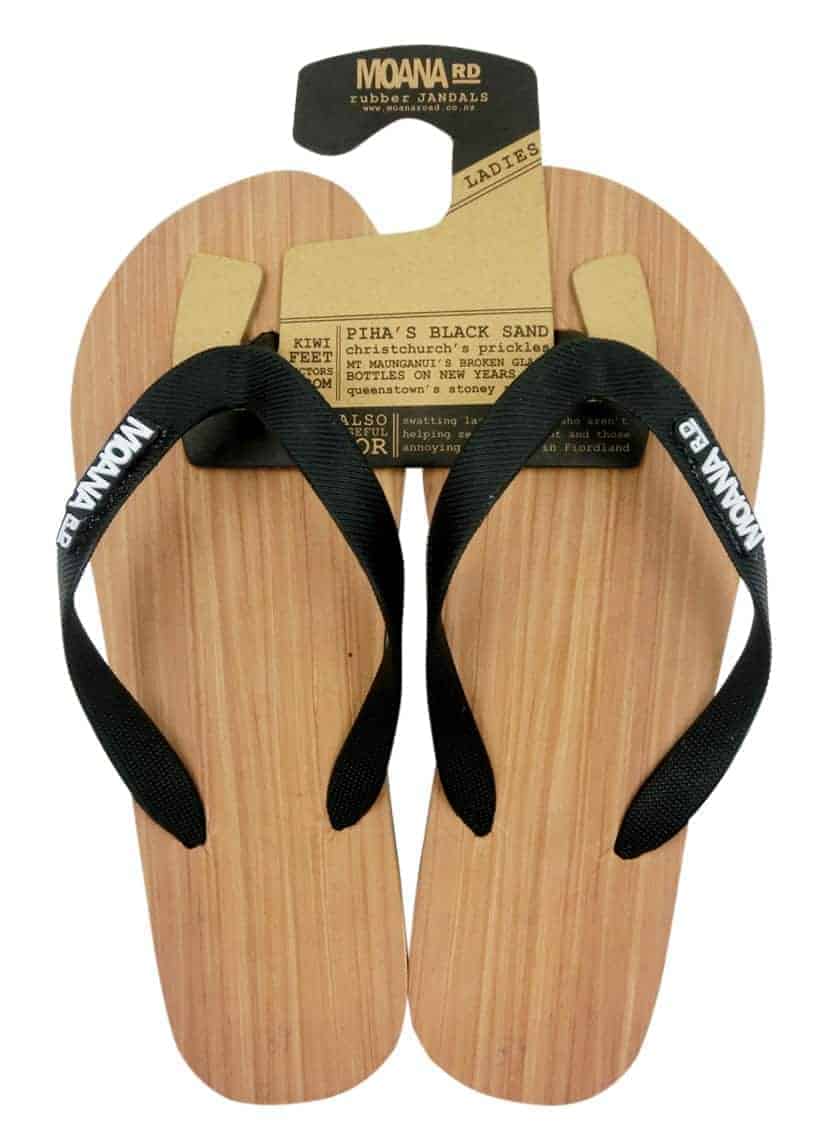 Moana Road | Wood Look Jandals | Mens Black | Expressions