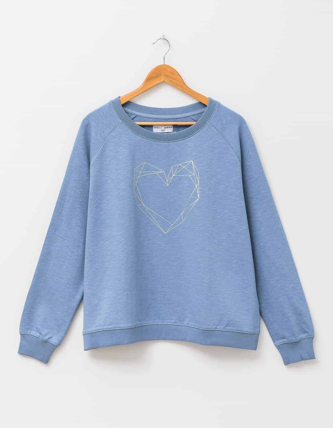Stella Gemma | Sweater | Denim with Gold Heart | Expressions