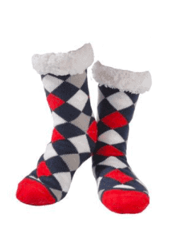 Nuzzles | Slipper Socks | Mens Checker - Red | Expressions