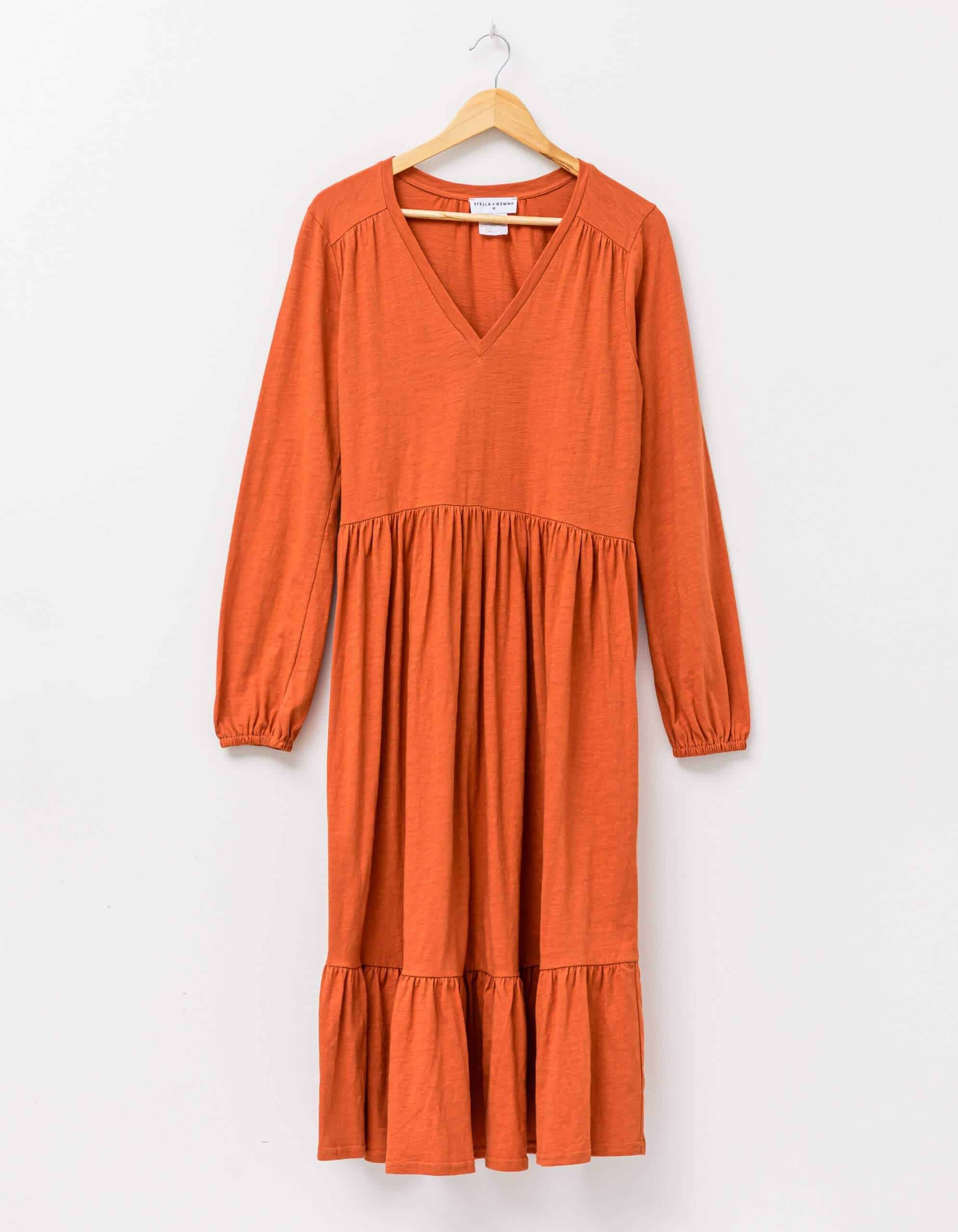 Stella Gemma | Dress | Tilly Tiered Long Sleeve - Rust | Expressions