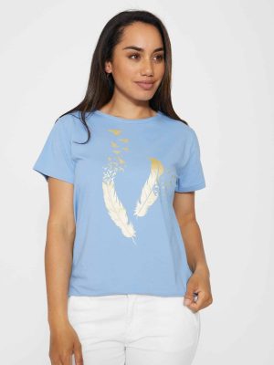 stella-gemma-short-sleeve-SGTS3236-sky-blue-gold-feathers-expressions
