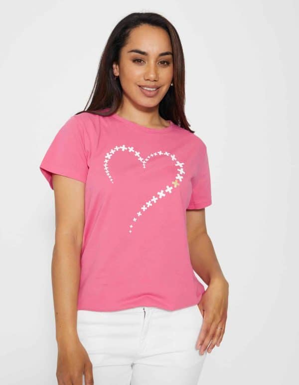 Stella Gemma | Short Sleeve T-Shirt | Bubblegum with Logo Heart ...