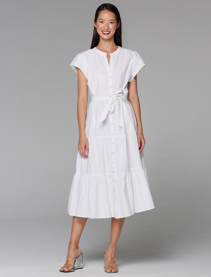 Fate+Becker | Dress - Higher Ground Midi Shirt Dress -White | Expressions