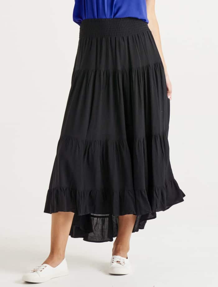 Betty Basics | Skirt | Ibiza Tiered - Black | Expressions