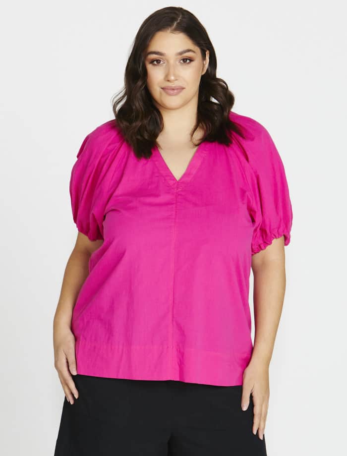 Betty Basics | Top - Juliet Blouse - Miami Pink | Expressions