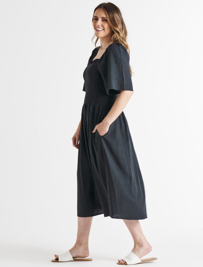 Betty Basics | Dress | Ingrid Shoulder - Coal | Expressions