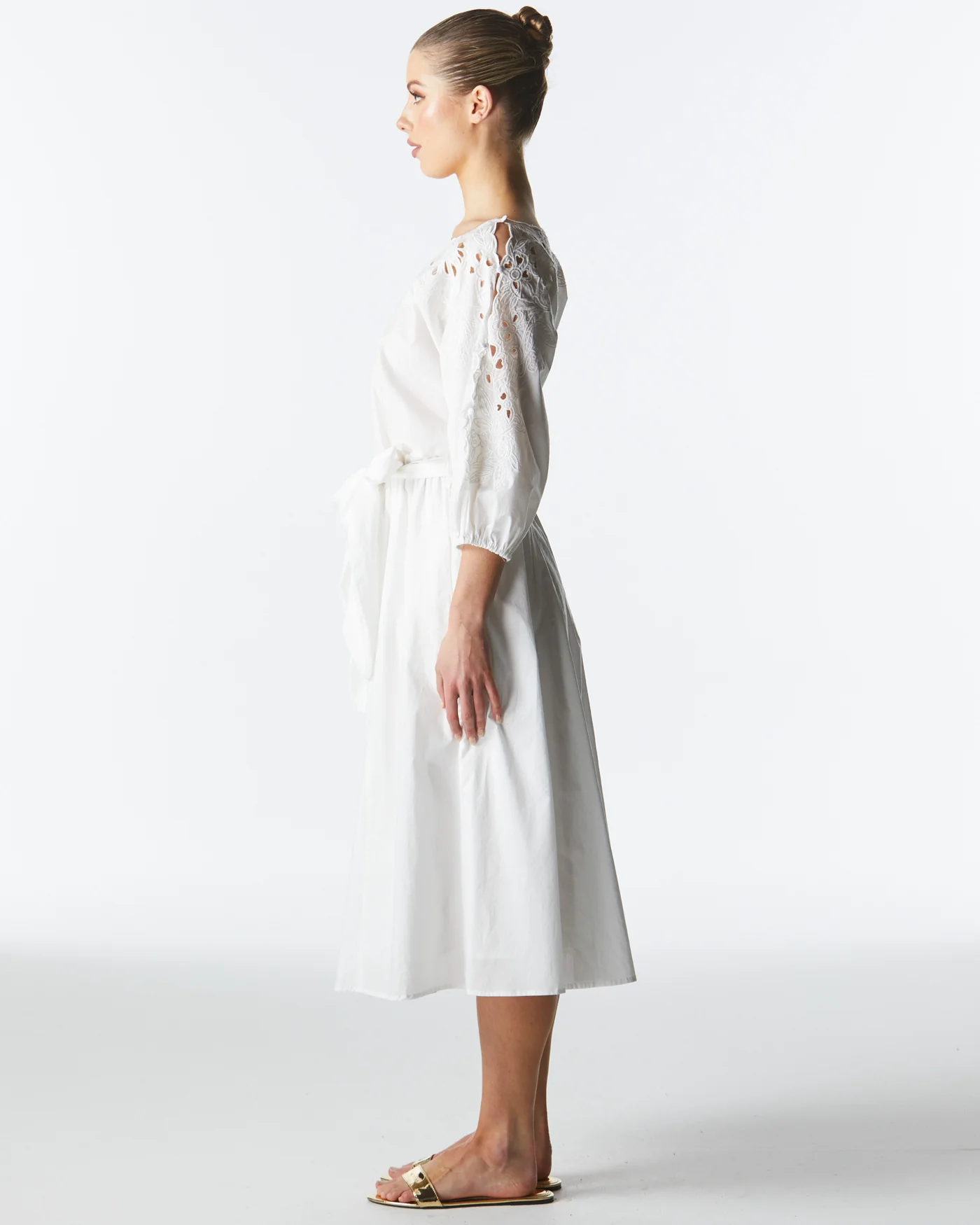 Lily Pond Embroidered Dress - White - Image 2