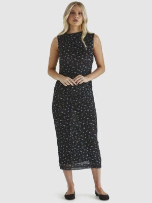Lauretta Mesh Dress - Black Ditsy