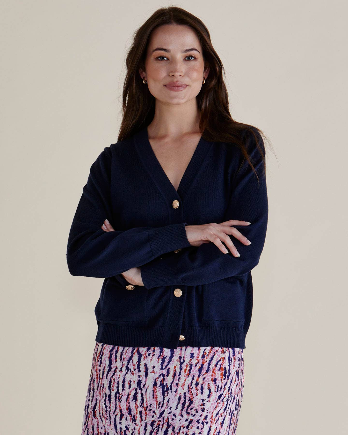 Leon Knit Cardigan - Navy - Image 1