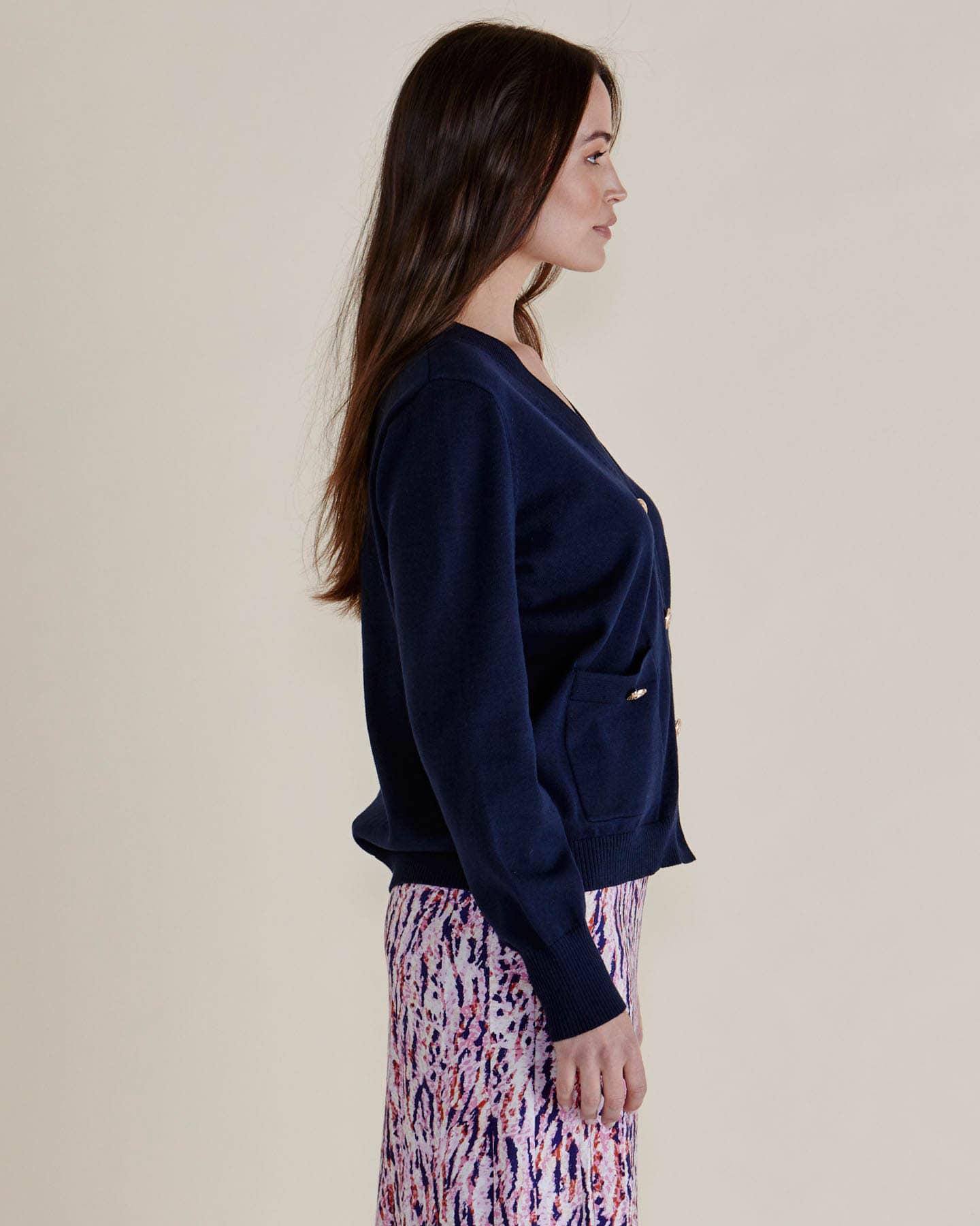 Leon Knit Cardigan - Navy - Image 3