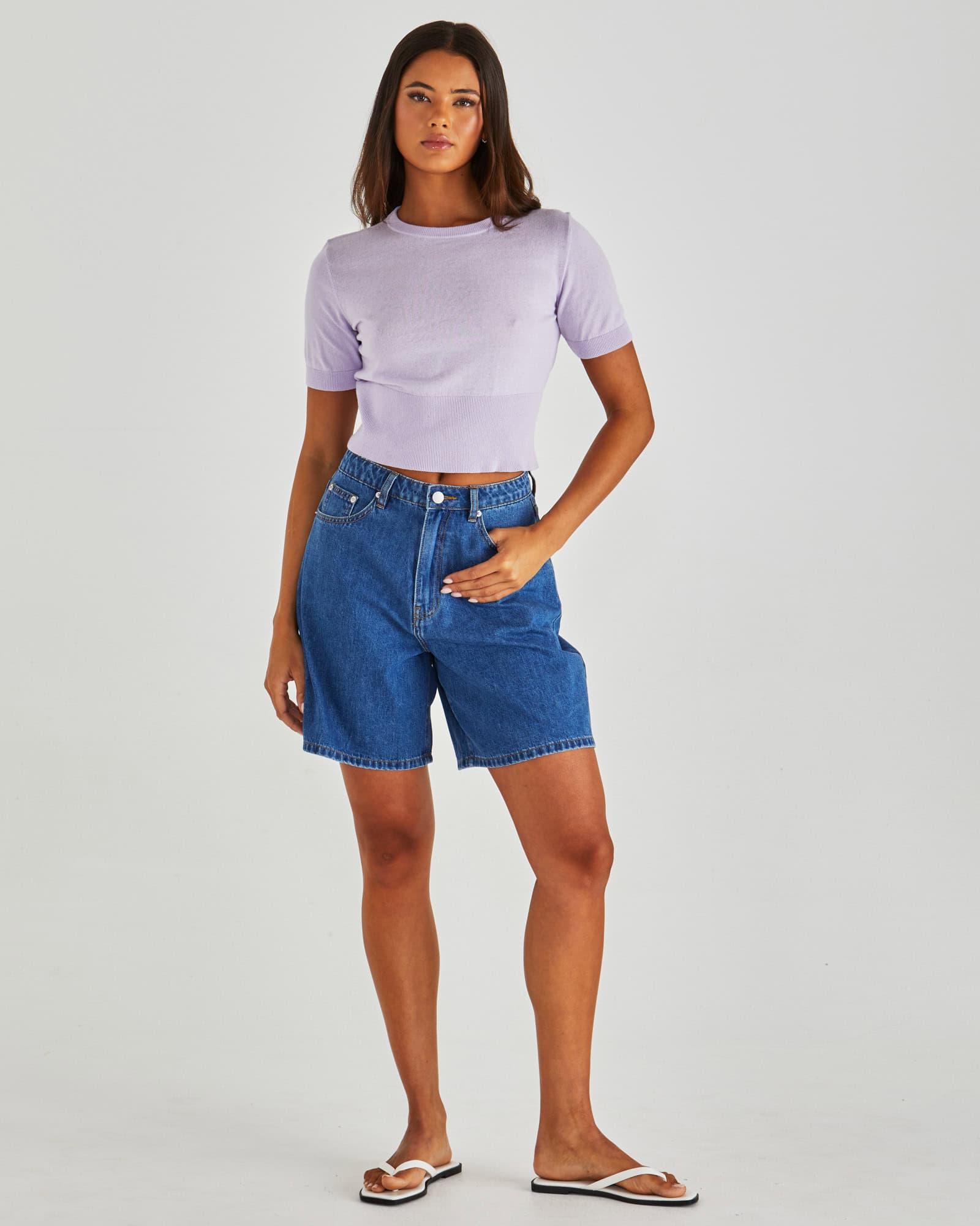 Sabine Denim Shorts - Mid Blue Wash - Image 1