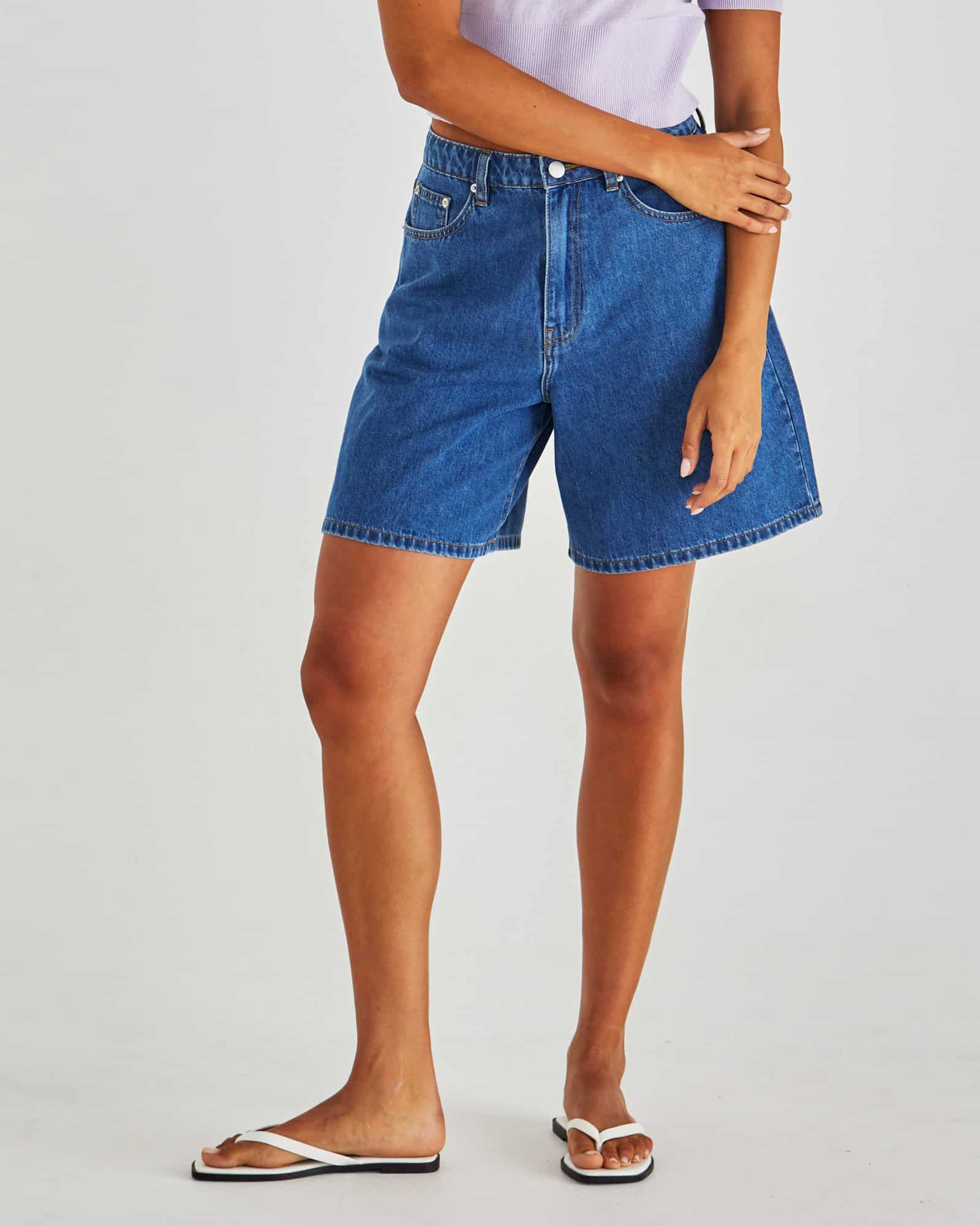 Sabine Denim Shorts - Mid Blue Wash - Image 2
