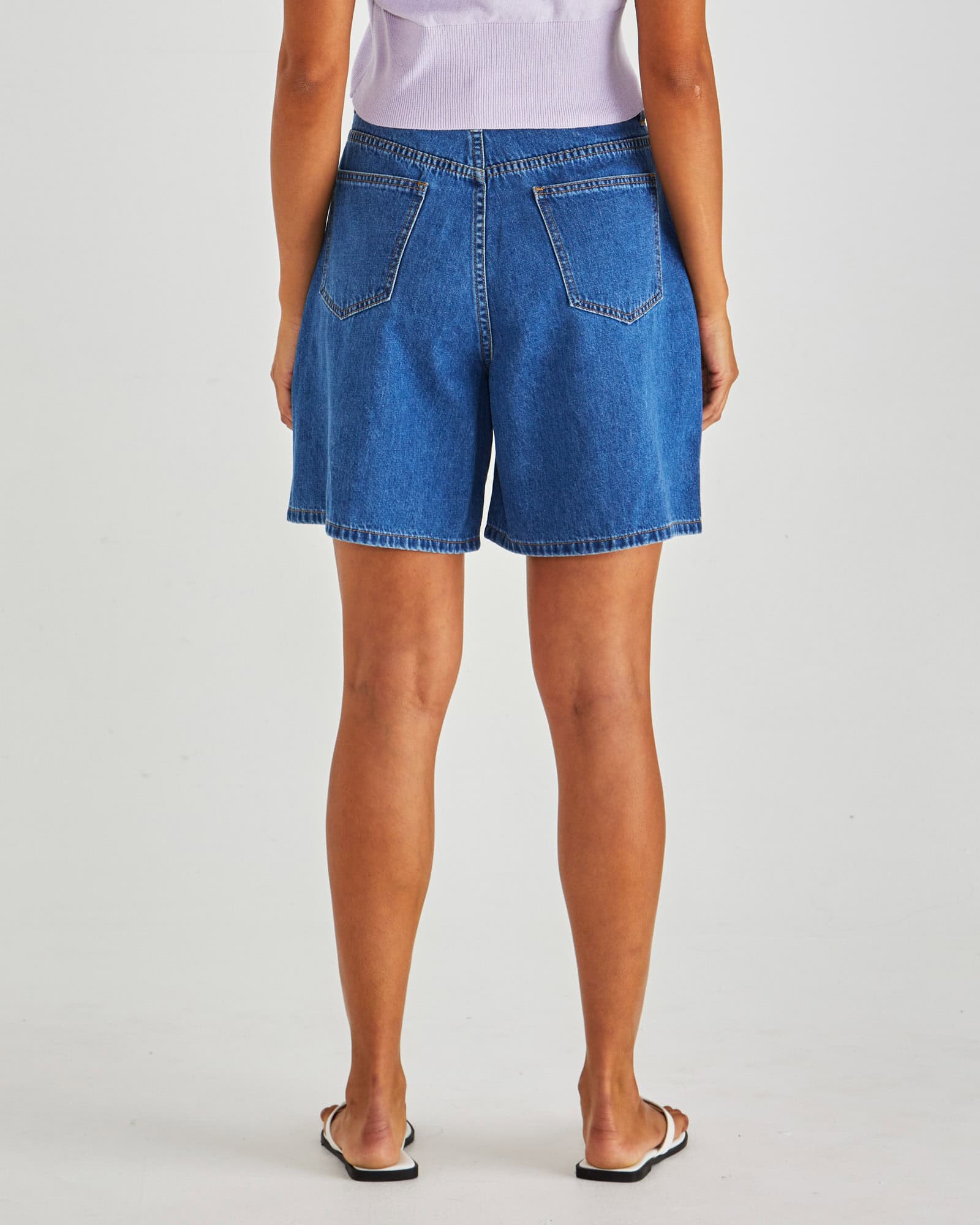 Sabine Denim Shorts - Mid Blue Wash - Image 4