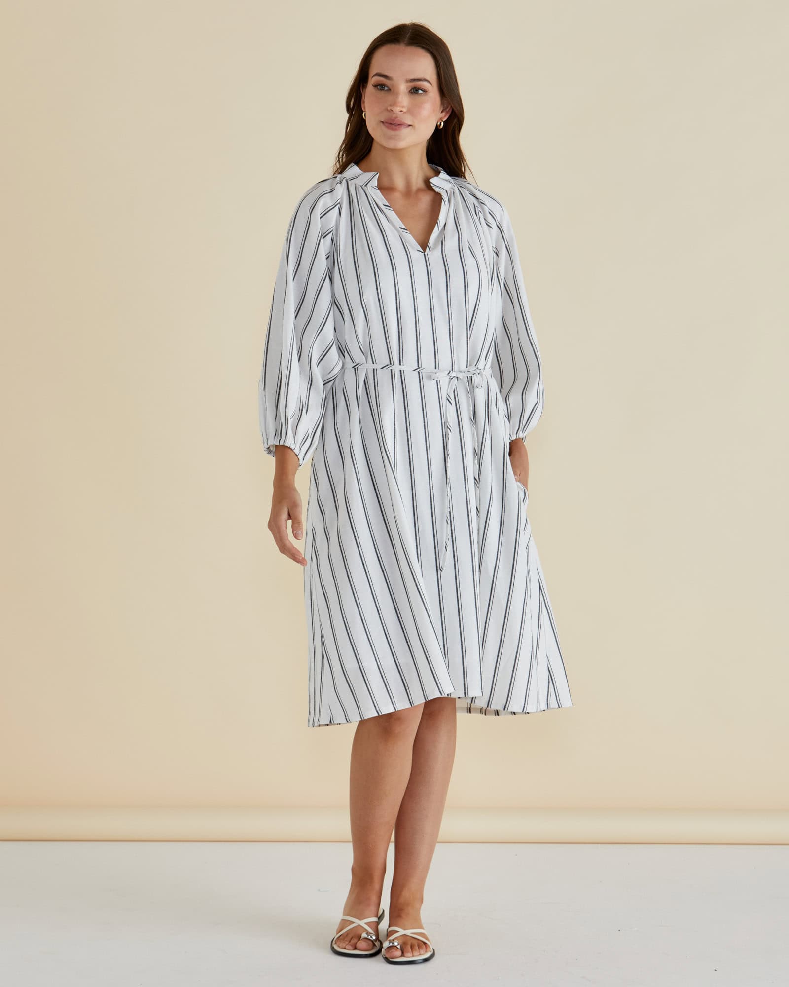 Jenna Dress - Black/White Stripe - Image 1