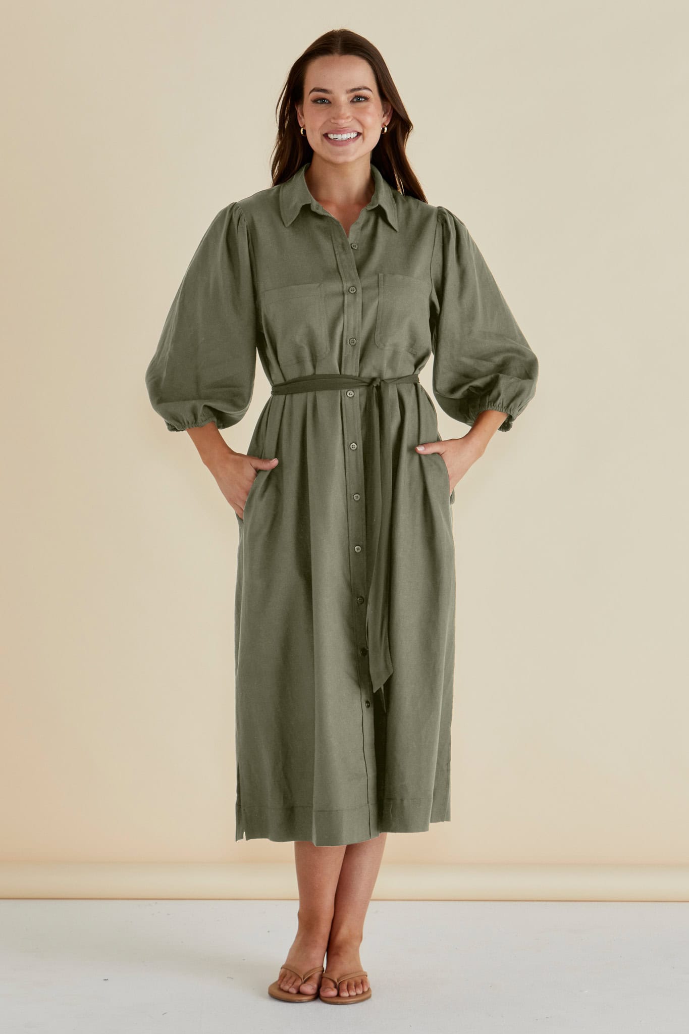 Angelina Dress - Olive - Image 1