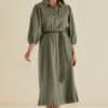 Angelina Dress - Olive - Thumbnail Image 2