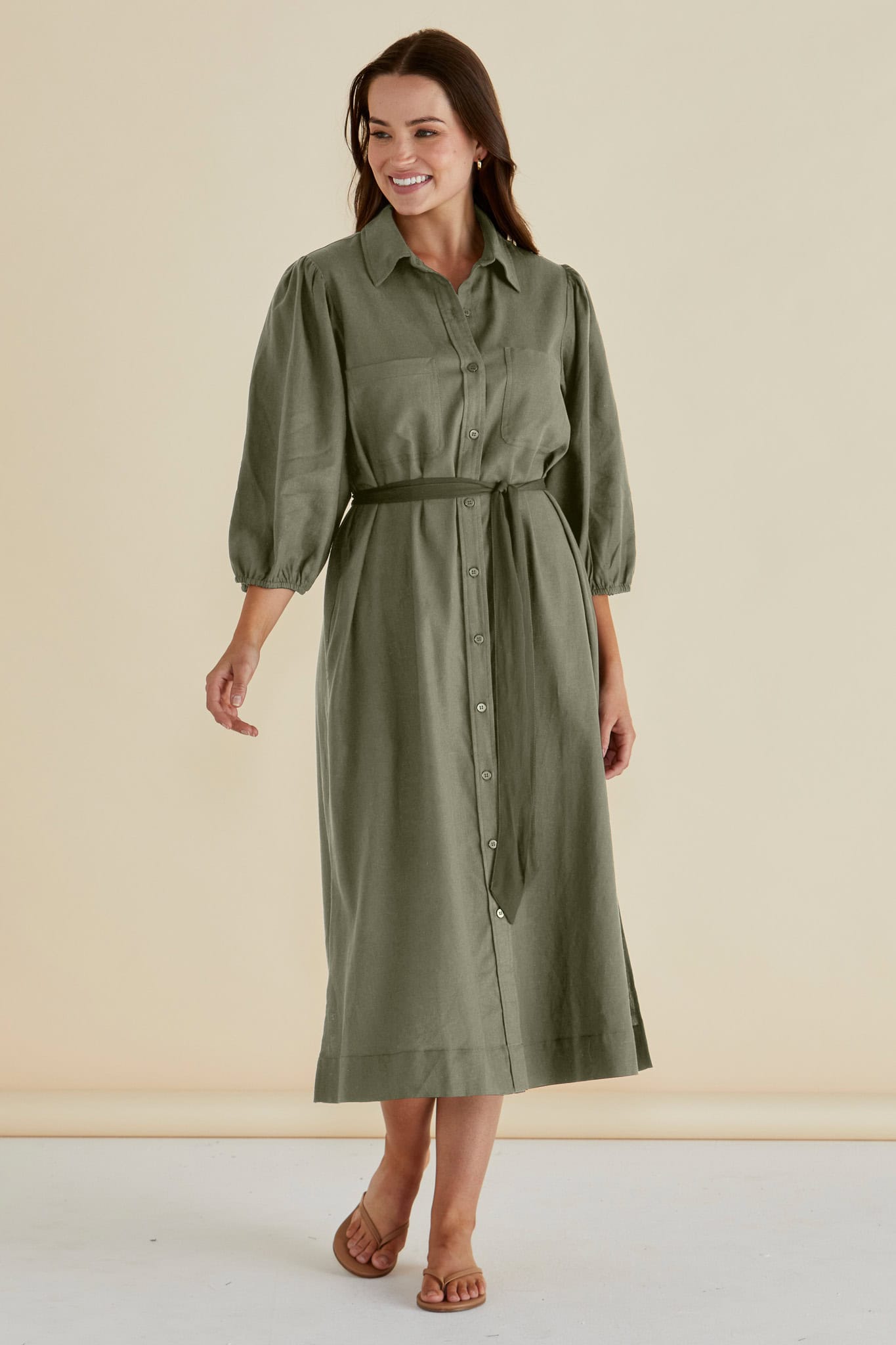 Angelina Dress - Olive - Image 2
