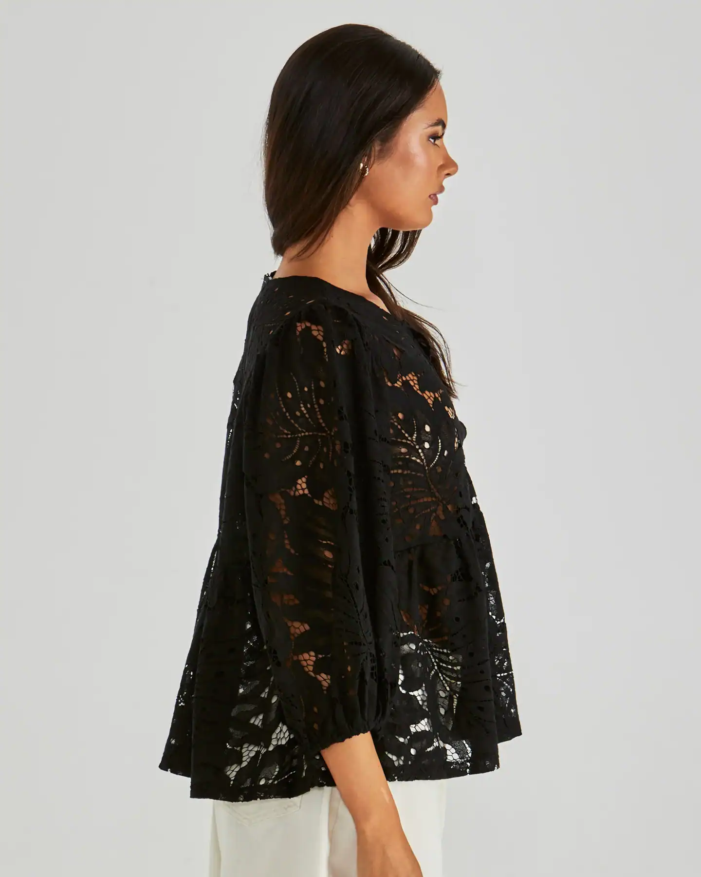 Hilde Peplum Blouse - Black - Image 2