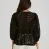 Hilde Peplum Blouse - Black - Thumbnail Image 3