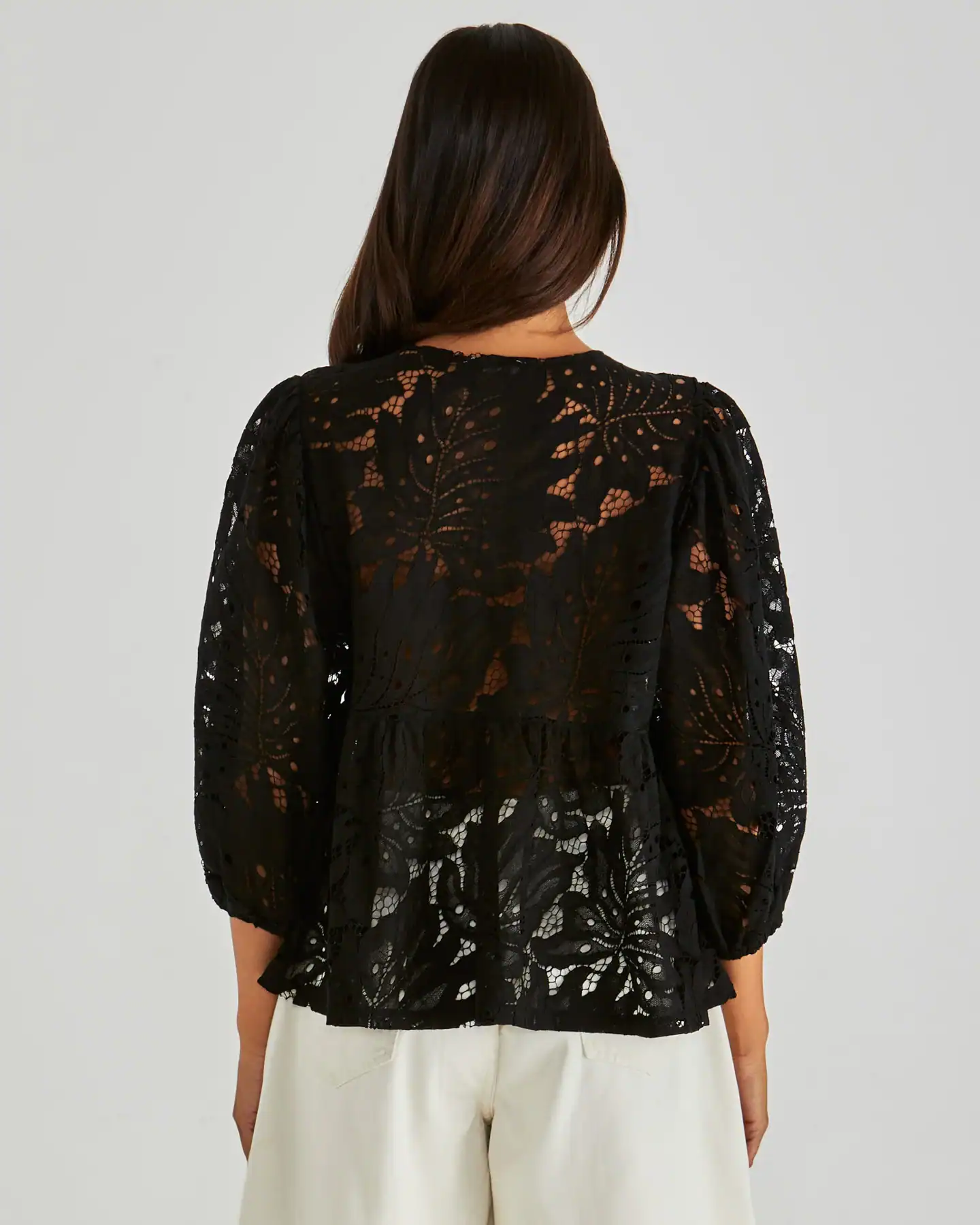 Hilde Peplum Blouse - Black - Image 3