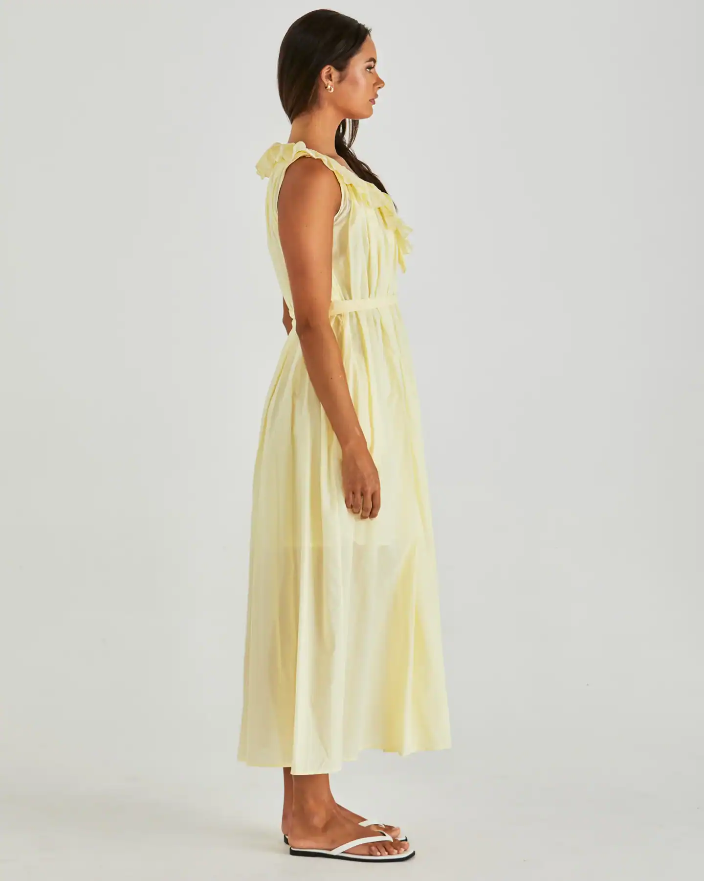 Lilla Ruffled Neck Dress - Butter Yellow - Image 2