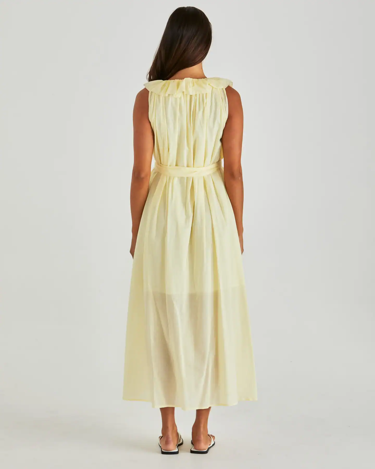 Lilla Ruffled Neck Dress - Butter Yellow - Image 3