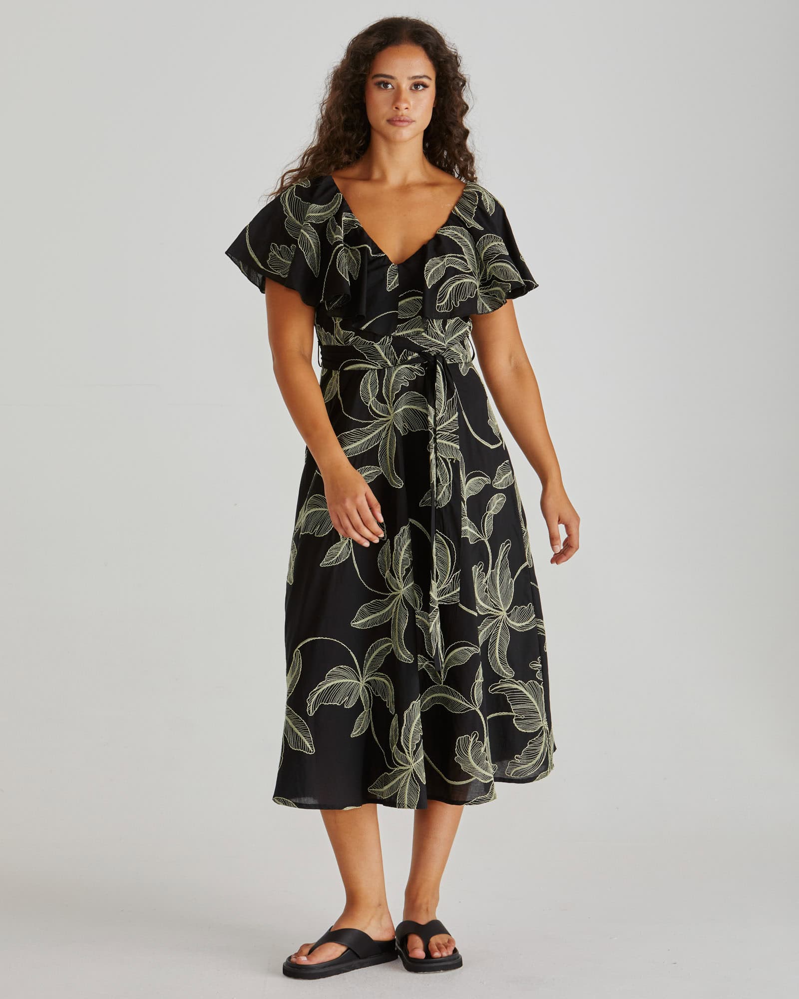 Rosita Ruffle Dress - Black - Image 1