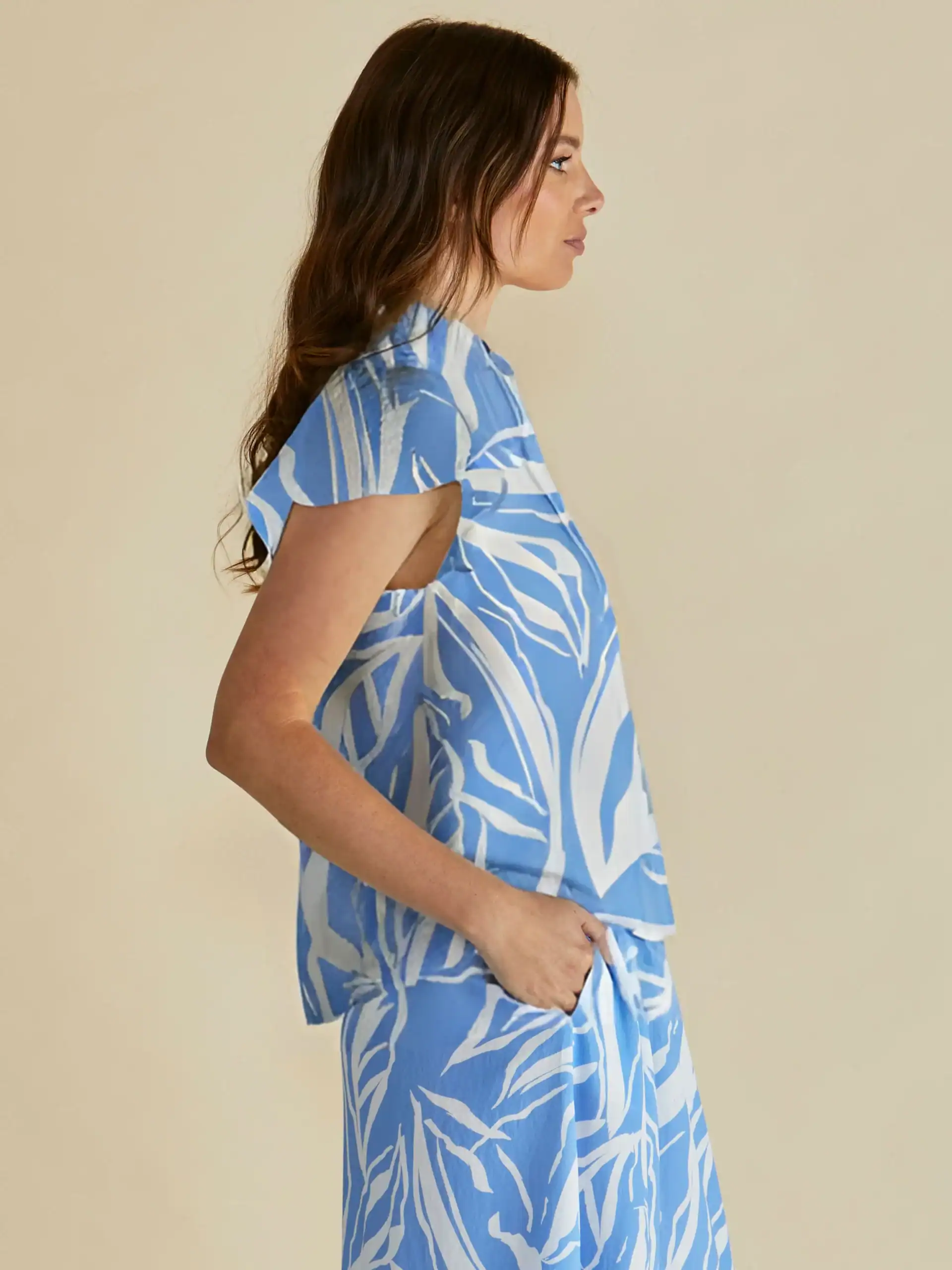 Lyra Blouse - Blue Abstract Print - Image 2