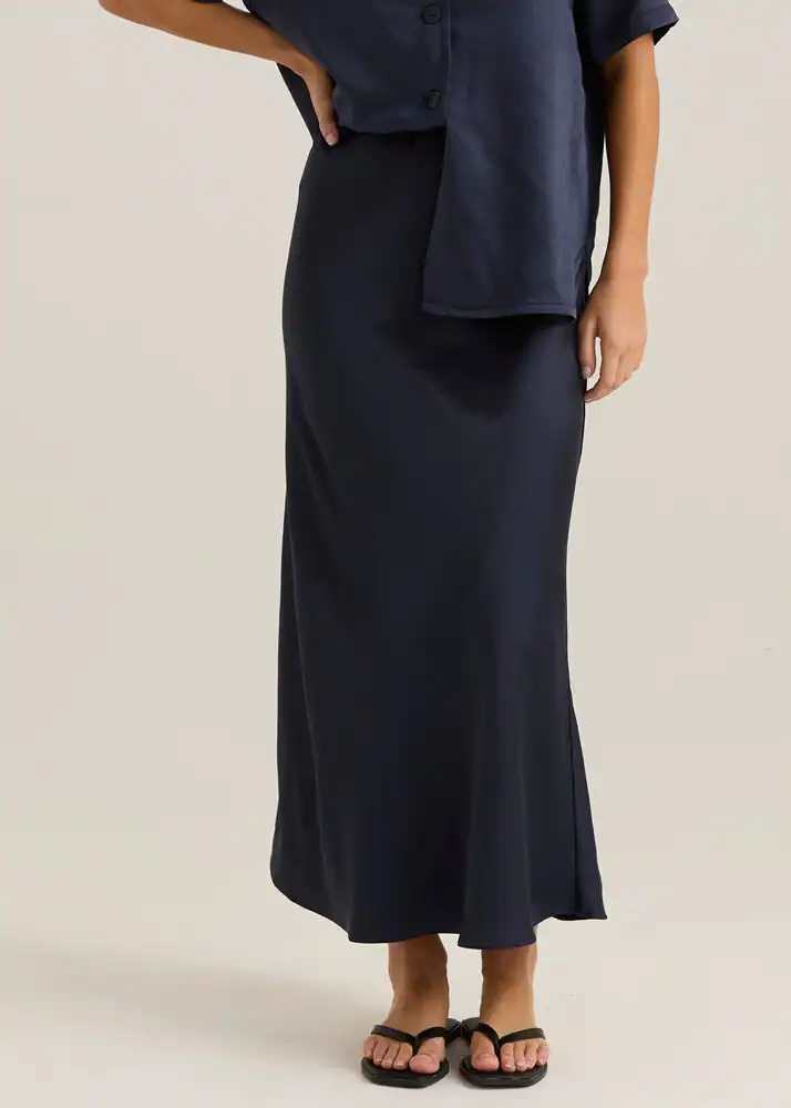 Jasper Slip Skirt - Navy - Image 2