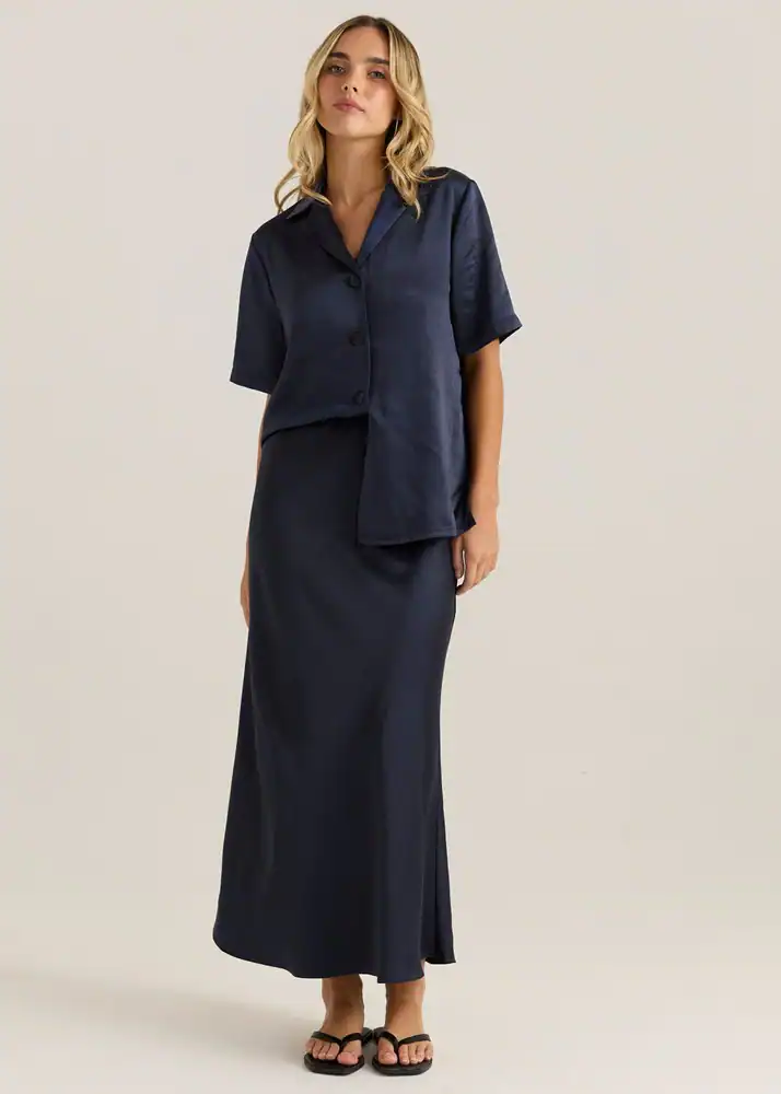 Jasper Slip Skirt - Navy - Image 1