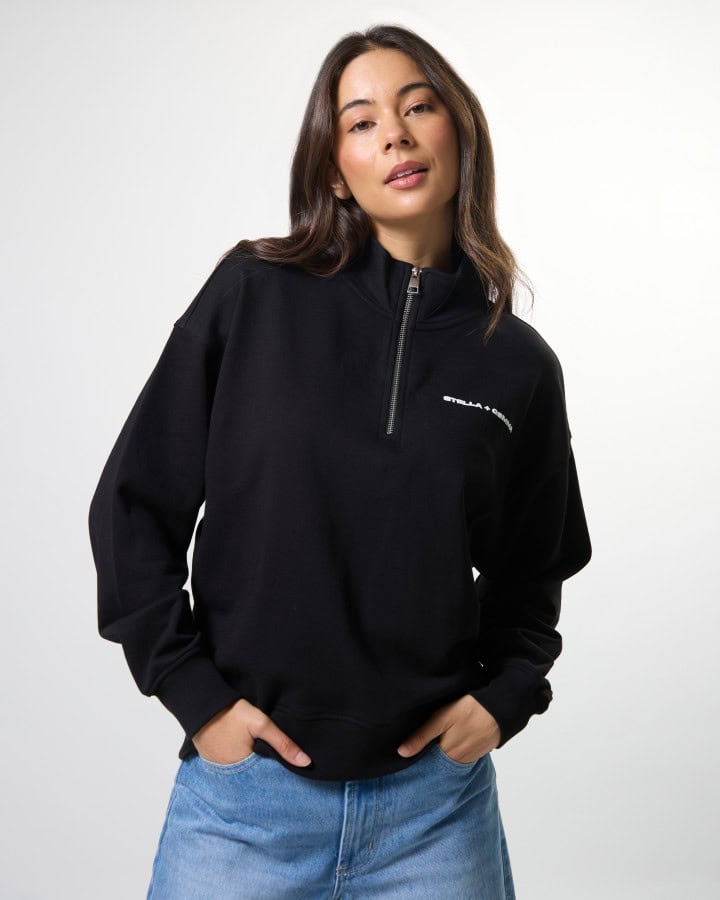Core 1/4 Zip Sweat - Black - Image 1