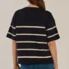 Bailey Boxy Top - Navy/Cream - Thumbnail Image 3