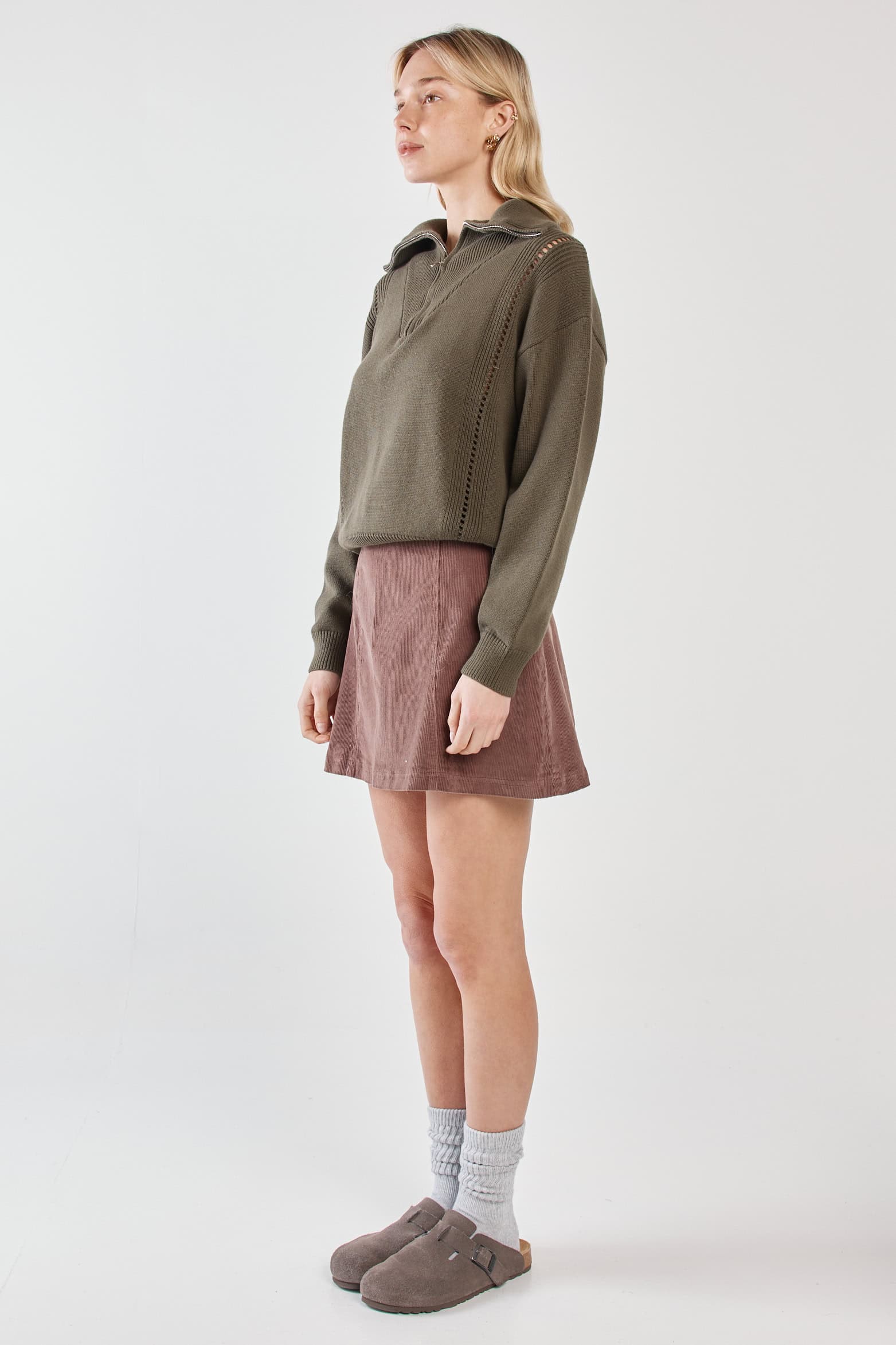 Parco Cord Mini Skirt - Mushroom - Image 2
