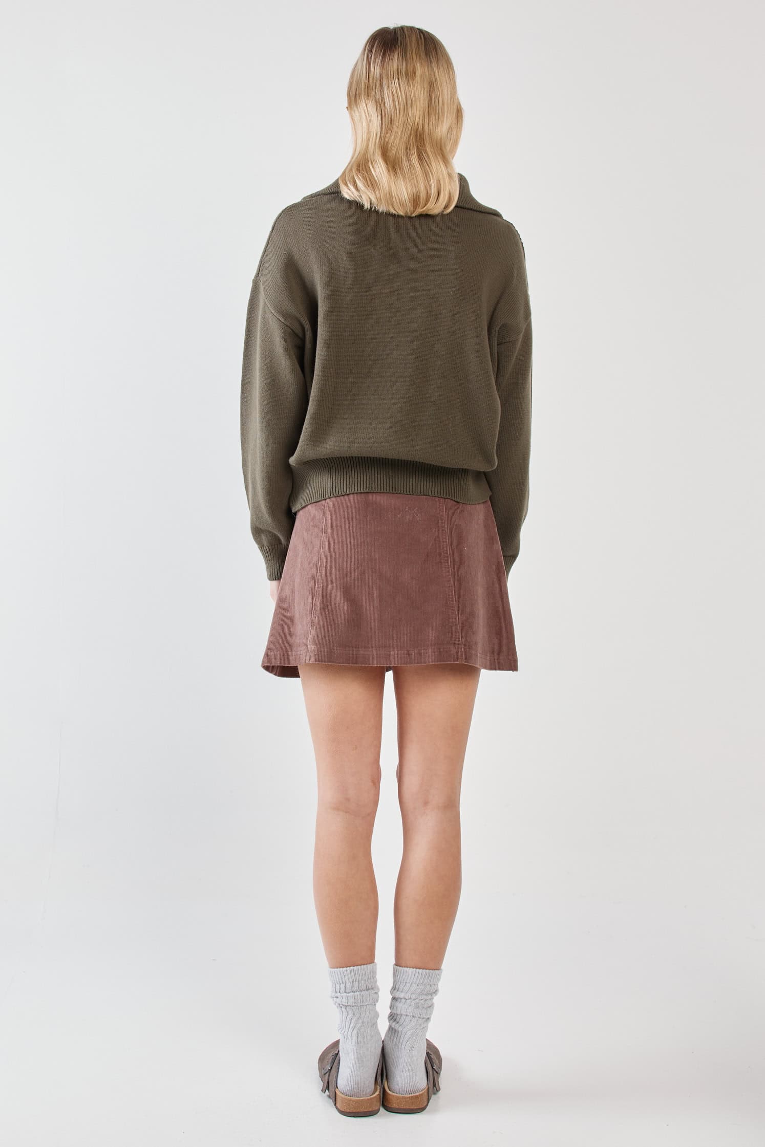 Parco Cord Mini Skirt - Mushroom - Image 3