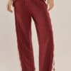 Evelyn Wide Leg Jogger - Burgundy - Thumbnail Image 3