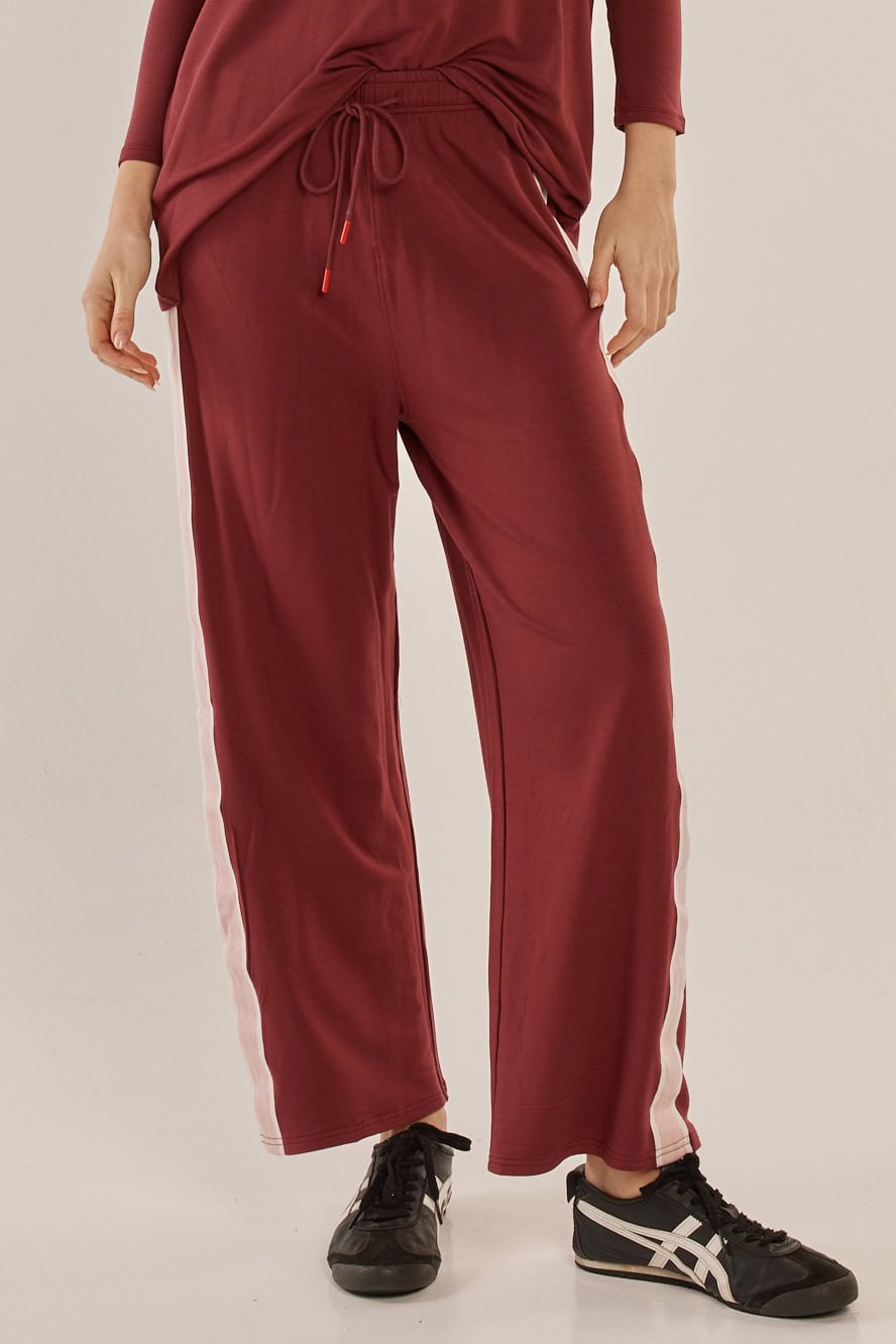 Evelyn Wide Leg Jogger - Burgundy - Image 3