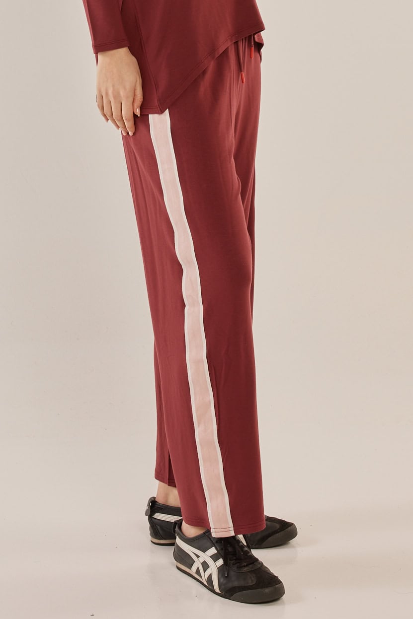 Evelyn Wide Leg Jogger - Burgundy - Image 2