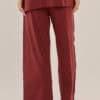 Evelyn Wide Leg Jogger - Burgundy - Thumbnail Image 4