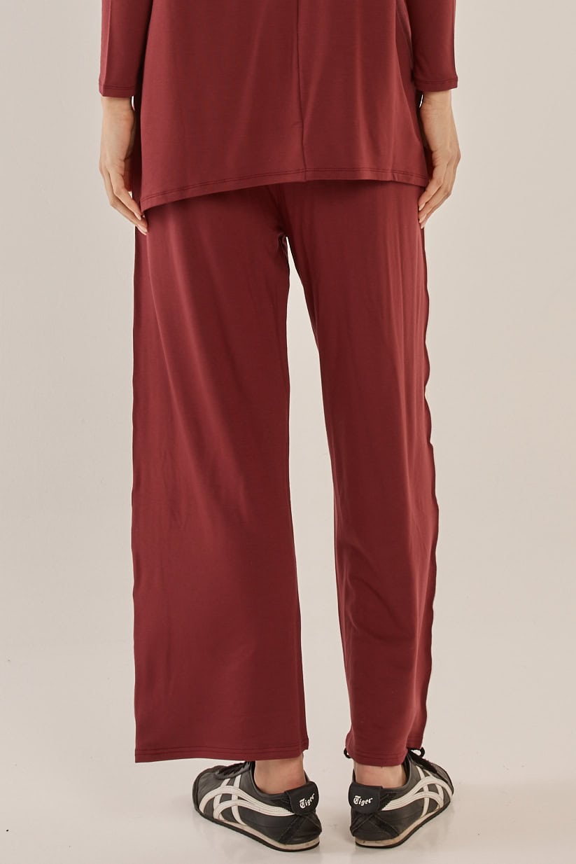 Evelyn Wide Leg Jogger - Burgundy - Image 4