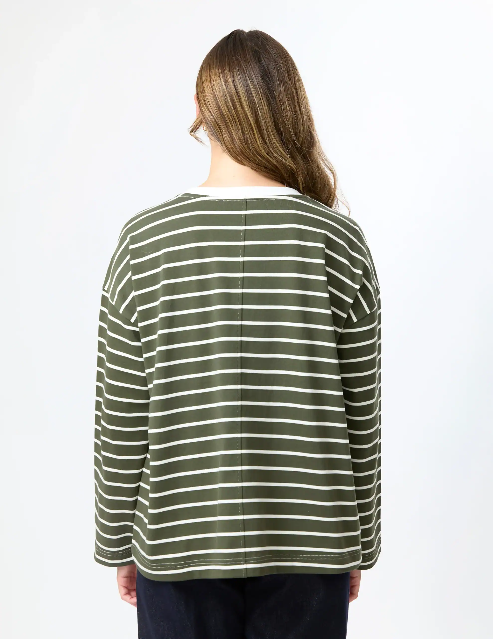 Drop Shoulder Tee - Khaki Stripe - Image 3