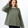 Drop Shoulder Tee - Khaki Stripe - Thumbnail Image 1