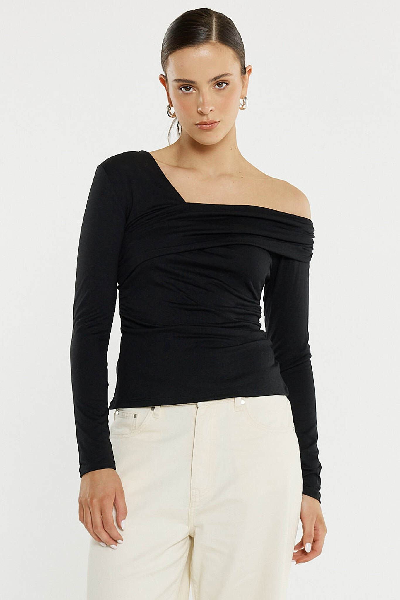 Tess Asymmetric Top - Black - Image 1
