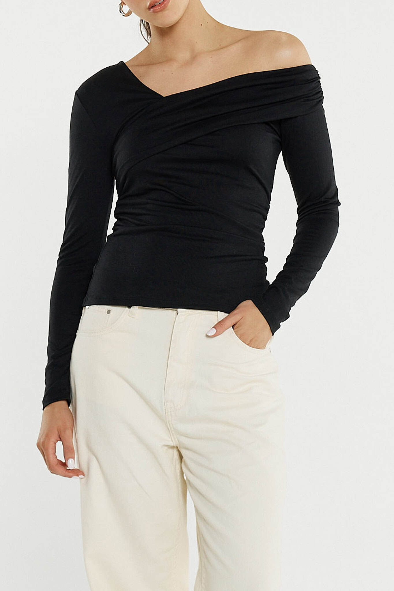 Tess Asymmetric Top - Black - Image 2