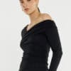 Tess Asymmetric Top - Black - Thumbnail Image 3