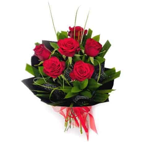 Half Dozen Roses Black Wrap - Image 1