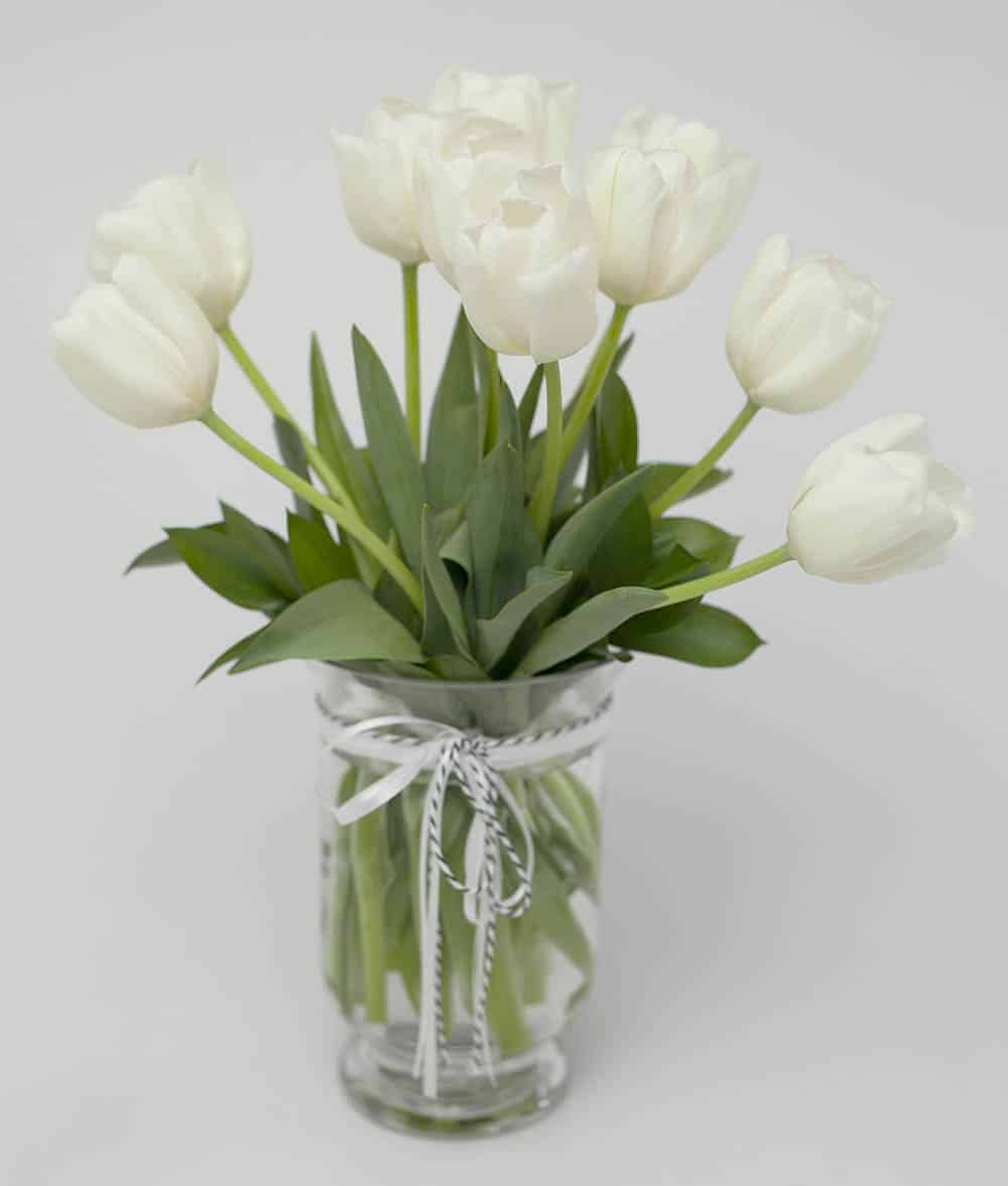 Tulips in Contemporary Tall Vase - Image 1
